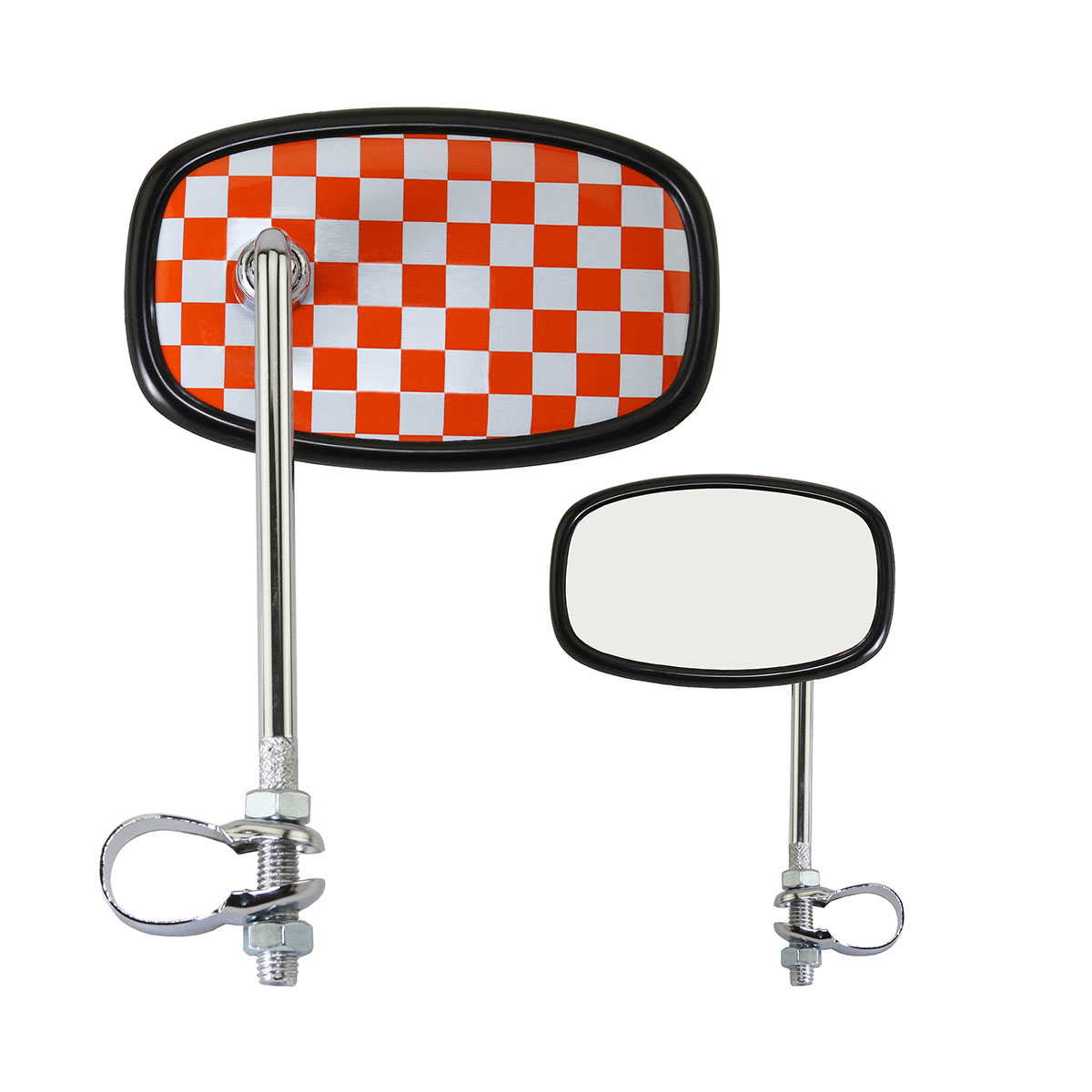 Check Oval Mirror Orange/White.